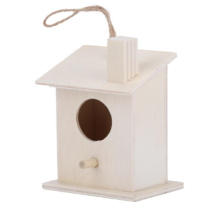 4Pcs Innovative Hanging Wooden Bird House Nests Ornament For Outdoor Garden Yard Decoration