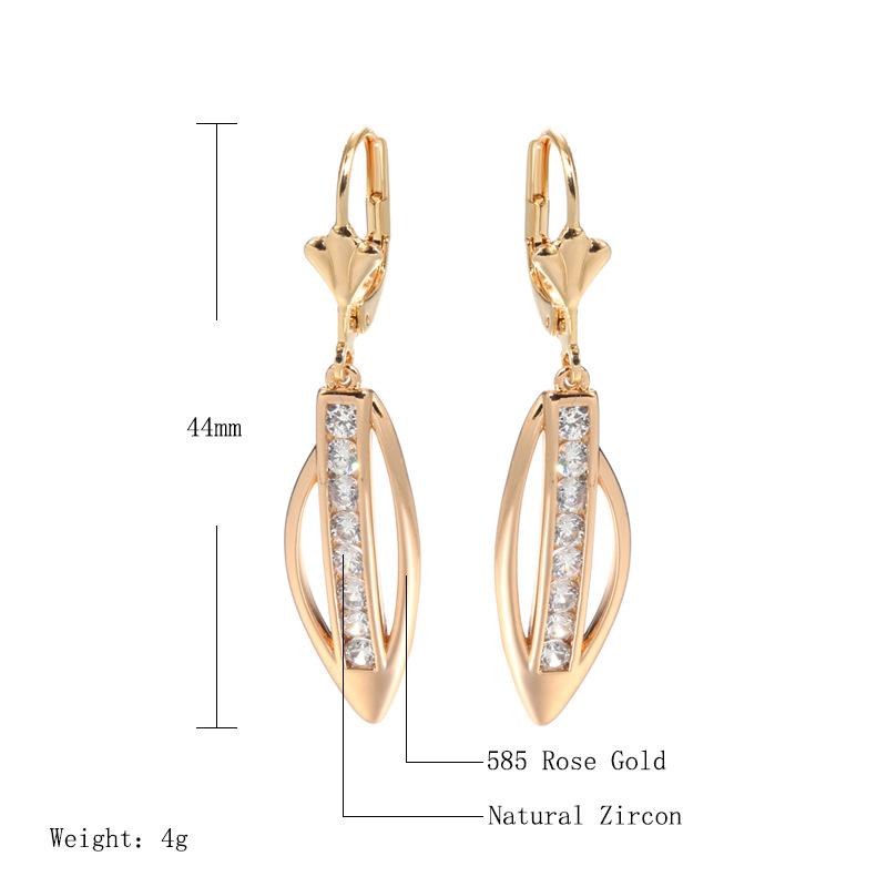 Vintage fashion 585 rose gold earrings feminine temperament cold wind stud earrings