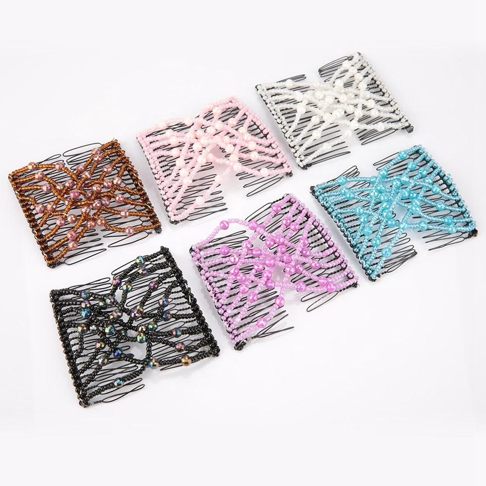 Women Girl Magic Easy Hair Beads Slide Stretchy Comb Clip Stretchable Hairpin