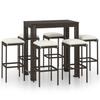 vidaXL 7-tlg. Gartenbar-Set mit Kissen Poly Rattan Braun