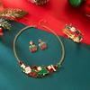Enamel Christmas Santa Tree Jewelry Set Charm Bracelet Earrings Pendant Necklace for Women Girls Holiday Gift Best Friends