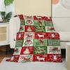 Christmas Patchwork Fleece Blanket Reindeer Cardinal Tree Pattern Soft Cozy Throw Blanket  for Couch  Lounging Ideal Gifts