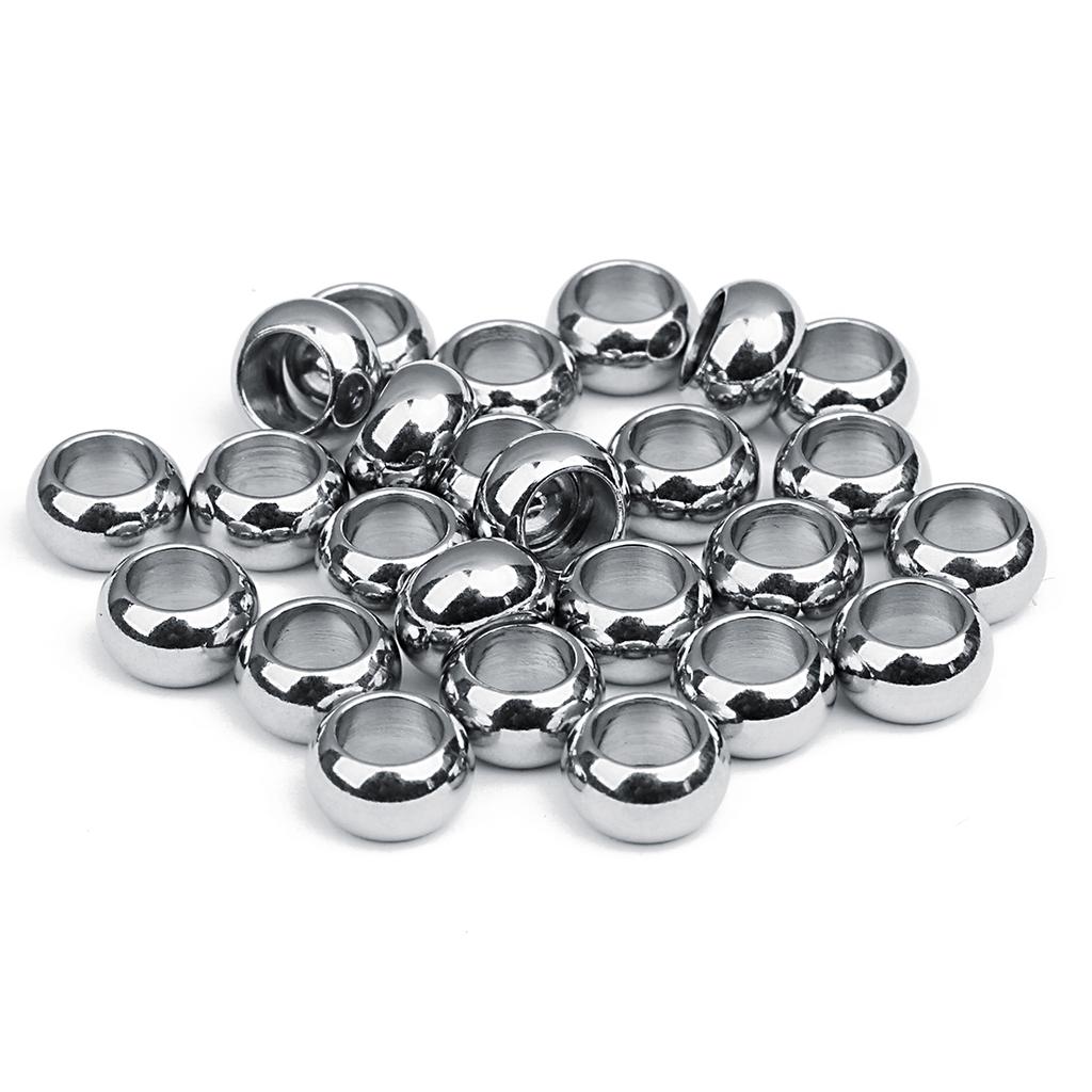 20pcs/lot Stainless Steel Beads Large Hole Round Loose Spacer Beads For Jewelry Making DIY Charms Bracelets Necklace Accessories