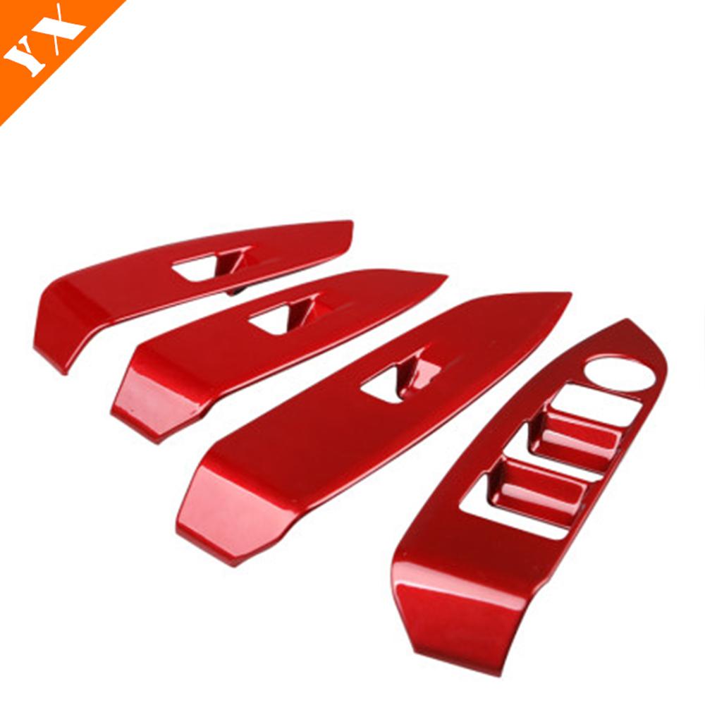 Carbon Red Silver Car Door Armrest Garnish Window Glass Lift Switch Panel Cover Trim For Mazda CX3 CX-3 Accessories