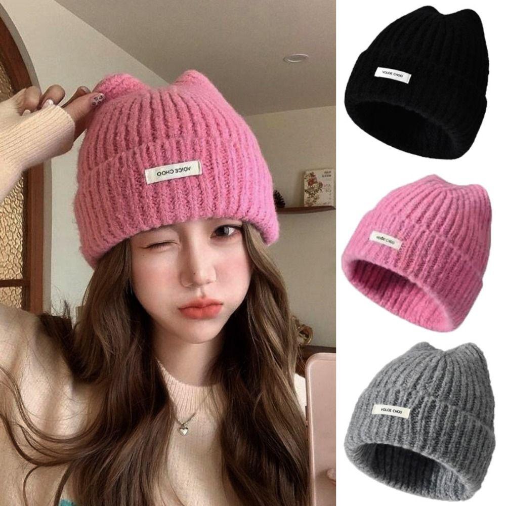 Keep Warm Winter Autumn Hats Solid Color Female Beanie Caps For Women/Men/Students
