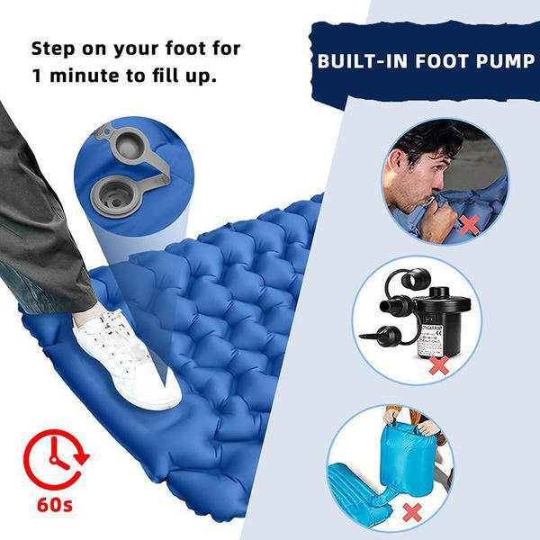 1PC Camping Spací podložka Nafukovací vodotěsná podložka na spaní s vestavěnou pumpou, ultra silný odolný ultra lehký vzduchový polštář ovládaný nohou