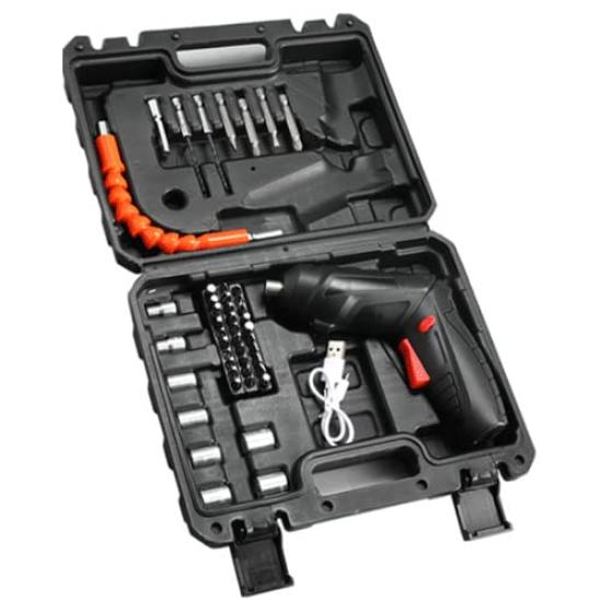 

Rechargeable USB Cordless Electric Screwdriver for Compact and DIY Tool with LED Dedicated Drill and Straight Beginners, Affordable, Light, Case,