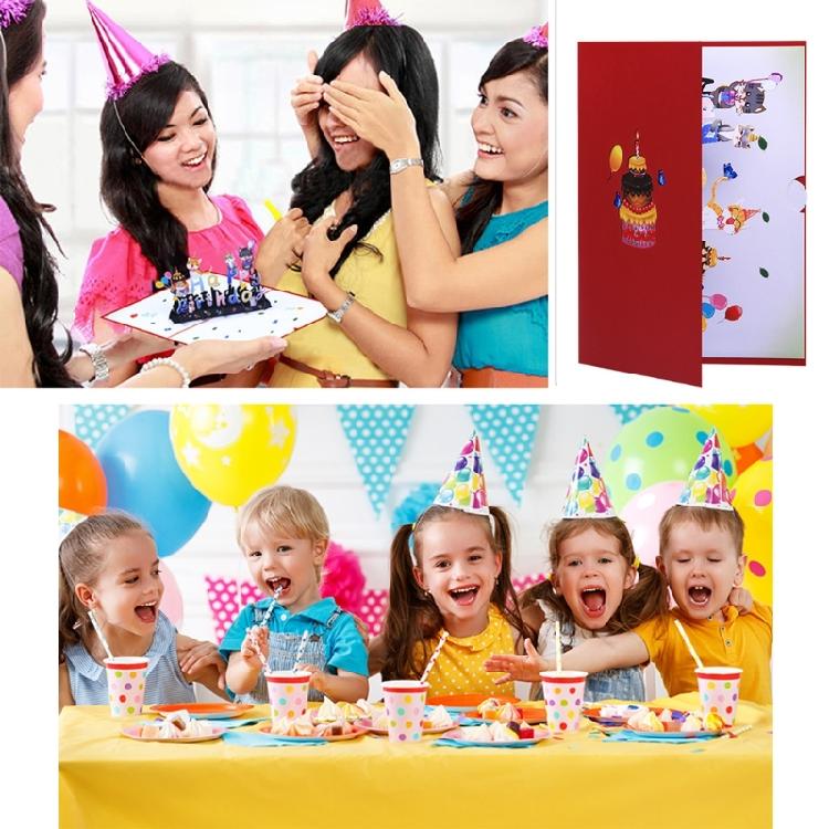 Creative 3D Birthday Card Beautiful 3D Cats Decorated Birthday Card Colorful Print Birthday Greeting Card