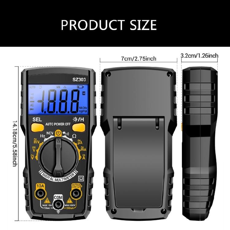 Handheld Digital Multimeter Digital Backlights Ammeter Voltmeter Ohm Voltages Tester Meter for Electrican