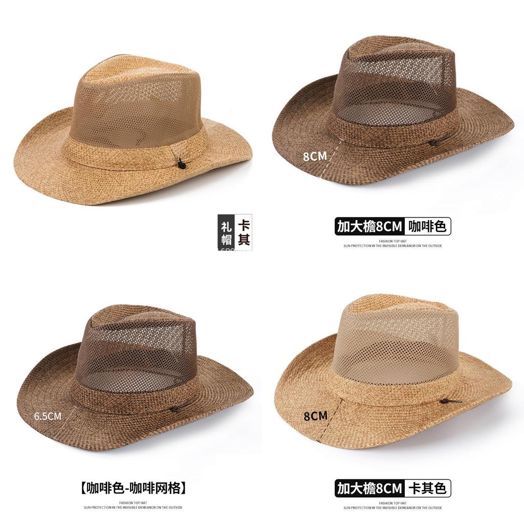 Casual Summer Sun Hat For Men With Wide Brim And Breathable Straw Material For Outdoor Fishing And Sun Protection