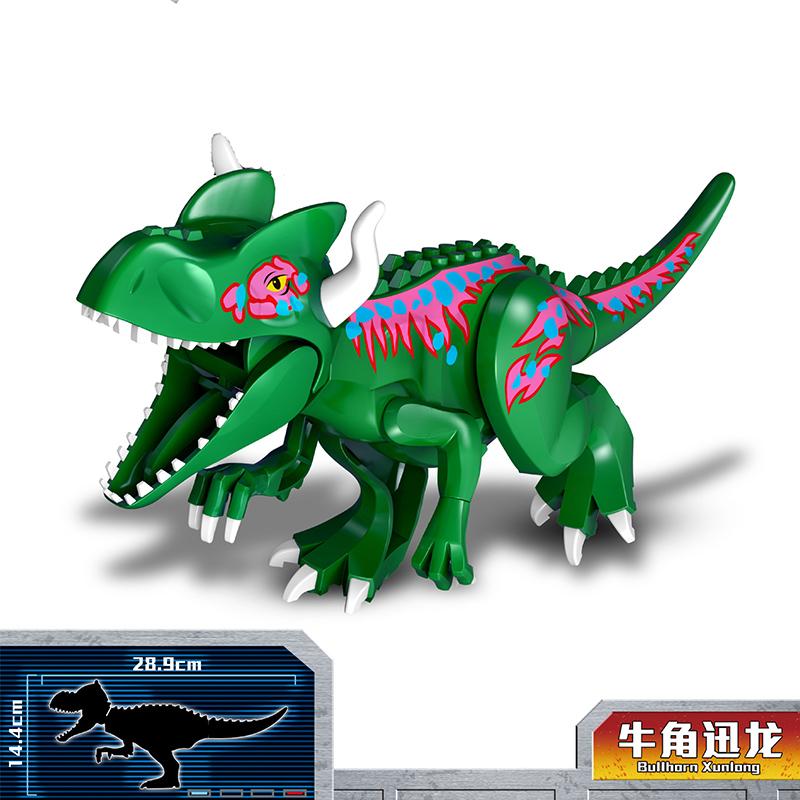 Jurassic Dinosaur Park Dinos World Building Blocks Animals Tyrannosaurus Rex Indominus I-Rex Blue Figures Triceratops Toys
