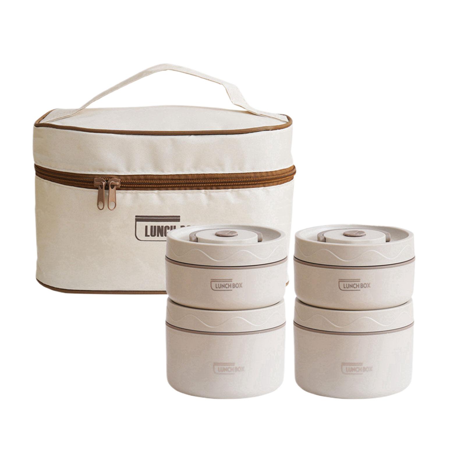 

Двухслойный портативный ланч-бокс с крышкой, внутренний вкладыш из нержавеющей стали 304, изолированный ланч-бокс 4 pcs+ bags