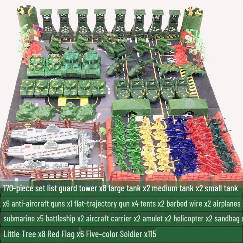 80s Nostalgic Toy Soldiers Sandbox Set: WWII Model Tank Battle for Kids