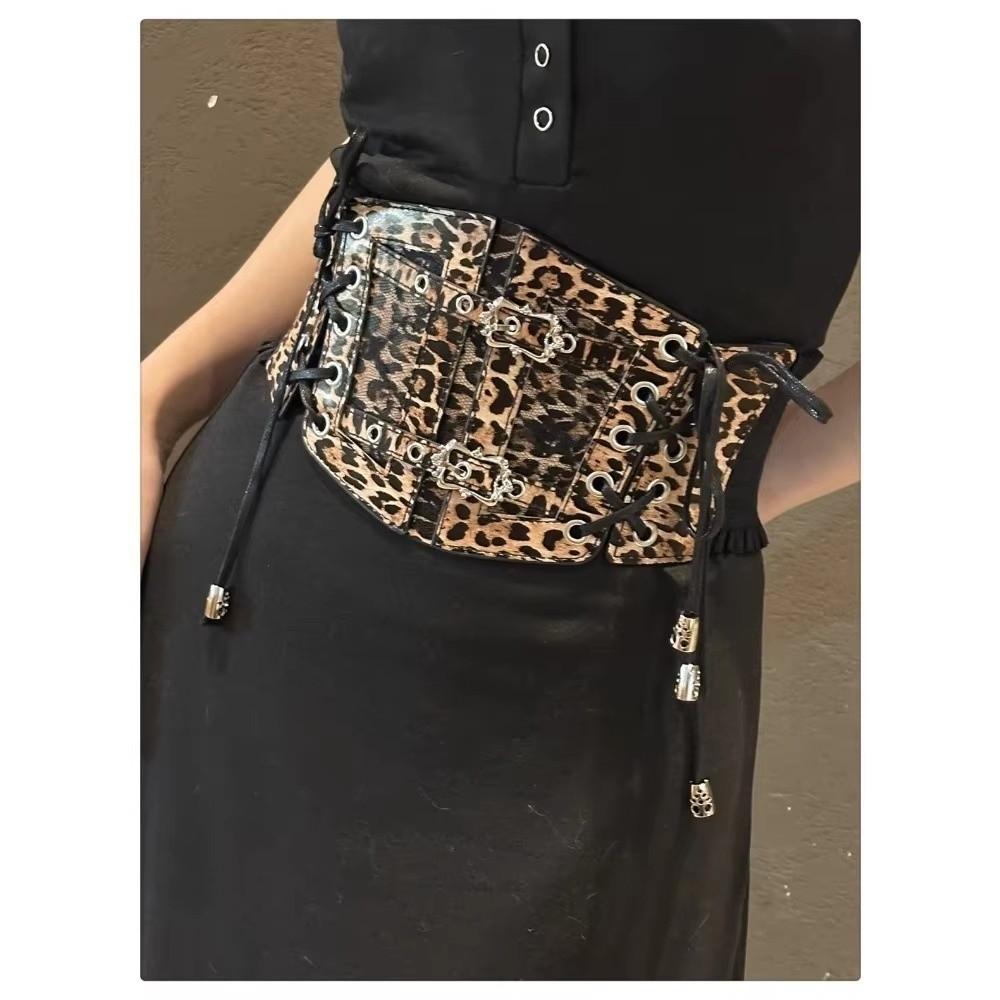 Wide Waist Belt Decoration Leopard Print Corset Belt New Women Waistband  for Dresses