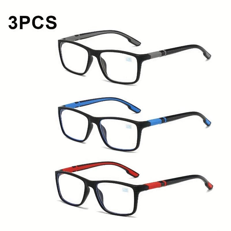 3pcs TR90 Sports Reading Glasses for Men, Ultra Light, Anti Slip, Anti Blue Light Presbyopia Glasses +250