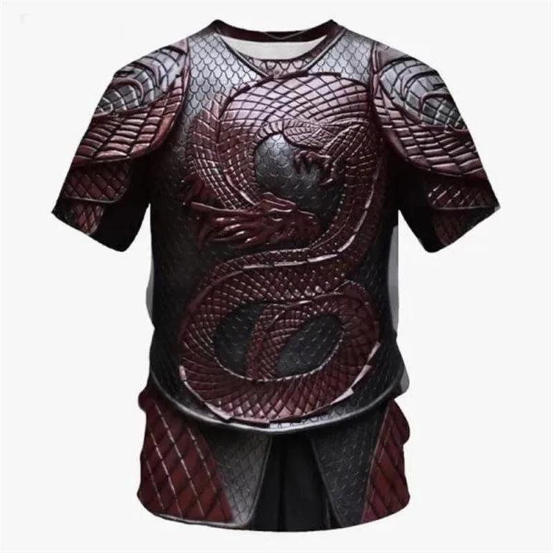 

XXS-6XL плюс размер 3D печатная броня футболка для мужчин косплей узор футболки повседневные ретро круглый вырез короткий рукав футболки свободные топы 3XL