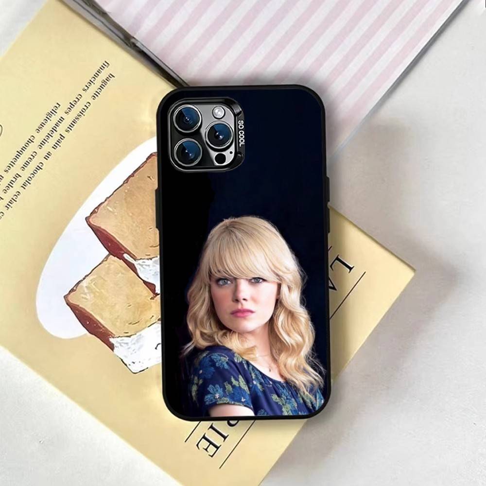 Emma Stone Phone Case For iPhone 17,16,15,14,13,12,11 Plus,Pro Max,XS,Colored Silver Plated Inside Cover