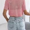 2026 Spring/Summer Women's Hollow Lace Short Sleeve Knitted Open Top S-XL