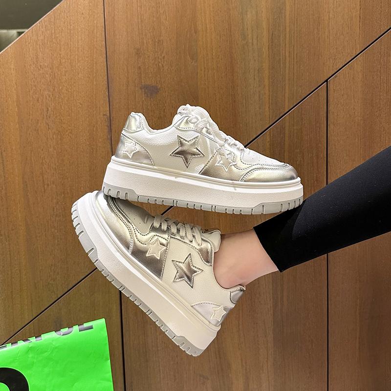 

Модные женские повседневные кроссовки на платформе, кеды для скейтборда со звездой, кроссовки смешанных цветов для бега, спортивная обувь, теннисные туфли, кроссовки для ходьбы на открытом воздухе 35 серебряный
