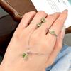 S925 Sterling Silver Necklace Women's High-end Design Sense Natural Crystal Stone Olivine Topaz Six-claw Jewelry Set Women