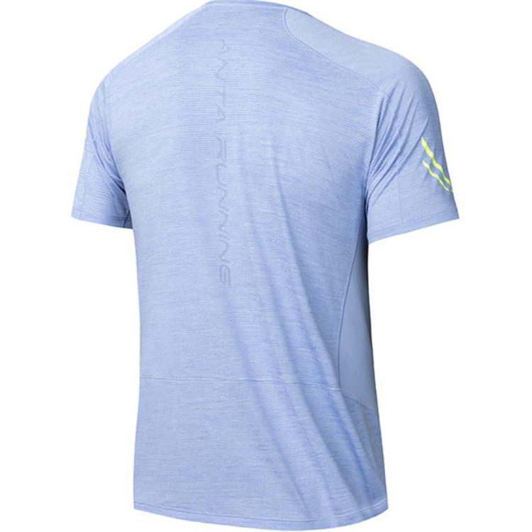 Anta Plain Round Neck Breathable Short Sleeve T-Shirt Men Tops Sky-Blue 152435101-2