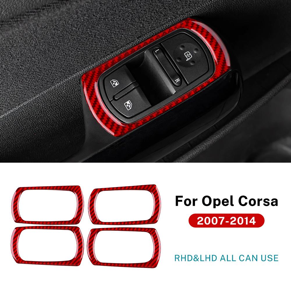 Real Soft Carbon Fiber Sticker For Opel Corsa 2007 2008 2009 2010 2011 2012 2013 2014 LHD RHD Car Window Lift Button Frame