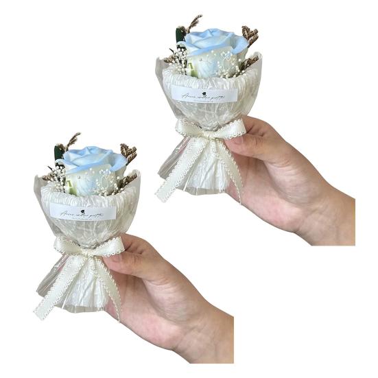1/2Pcs Mini Fake Rose Bouquet Handcrafted Artificial Sunflower Floral Decoration Valentine's Day Anniversary Birthday Romantic Gift for Women Wife