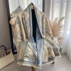 Winter Literary Imitation Cashmere Scarf Women'S Elegant Maple Leaf Printing Scarf Thickened Warm And Windproof Versatile Shawl