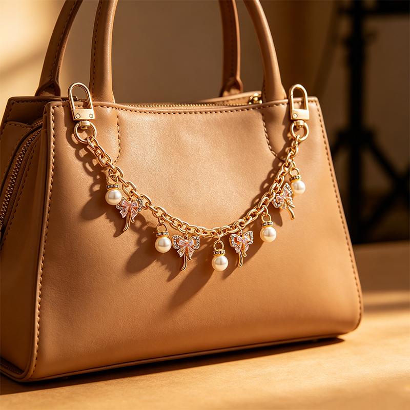 Yogodlns Pink Bowknot Purse Chain Charm Bag Making Materials Chain for Tote Shoulder Bags Handlebag Gold Chains Wallet Pendant