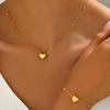 Fashion Heart Bracelet Necklace Set for Women Stainless Steel Gold Color Hypoallergenic Daily Jewelry Set Gifts 2pcs Set