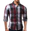 Chemise à carreaux pour hommes, classique, simple boutonnage, col rabattu, haut de printemps pour le travail
