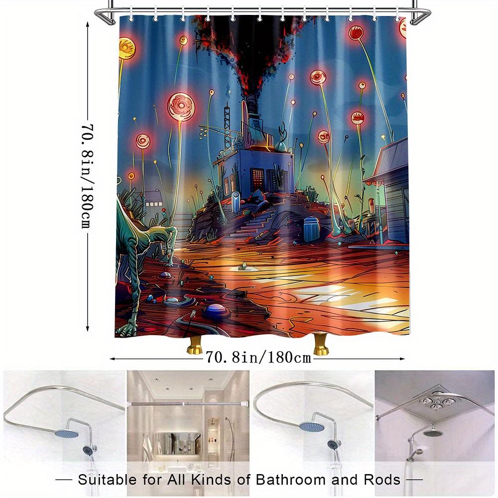 1pc Creative Cartoon Bath Curtain with Unique Design, Stylish Bathroom Decor, Polyester Fabric, Bathroom Accessory,