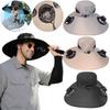 Schnelltrocknender Sonnenhut mit Ventilator, breitkrempiger Sonnenhut, neuer Fischerhut, für Outdoor-Wandern, Camping, Angeln