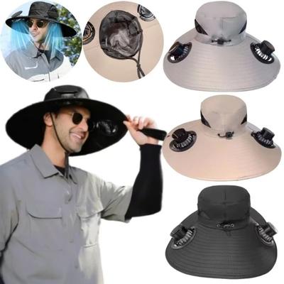 Quick Dry Solar Fan Hat Wide-brimmed Sun Hat New Fisherman Hat  Outdoor Hiking Camping Fishing
