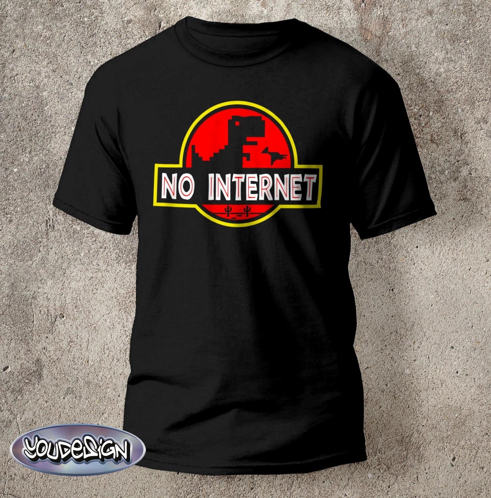 No Internet Shirt Jurassic Dino T-Shirt Cult WiFi Gift Dinosaur S-5XL L