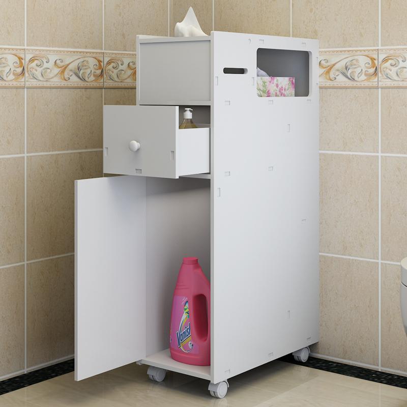 Waterproof Toilet Side Narrow Cabinet Mobile Bathroom Gap Organizer Floor Standing Storage Unit for Bathroom