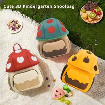 Summer New Kindergarten 3D Mushroom Book Bag 3-6 Year Old Toddler Unisex Anti Loss Schoolbags for Boys and Girls Outdoor Travel Trendy Kid Backpack