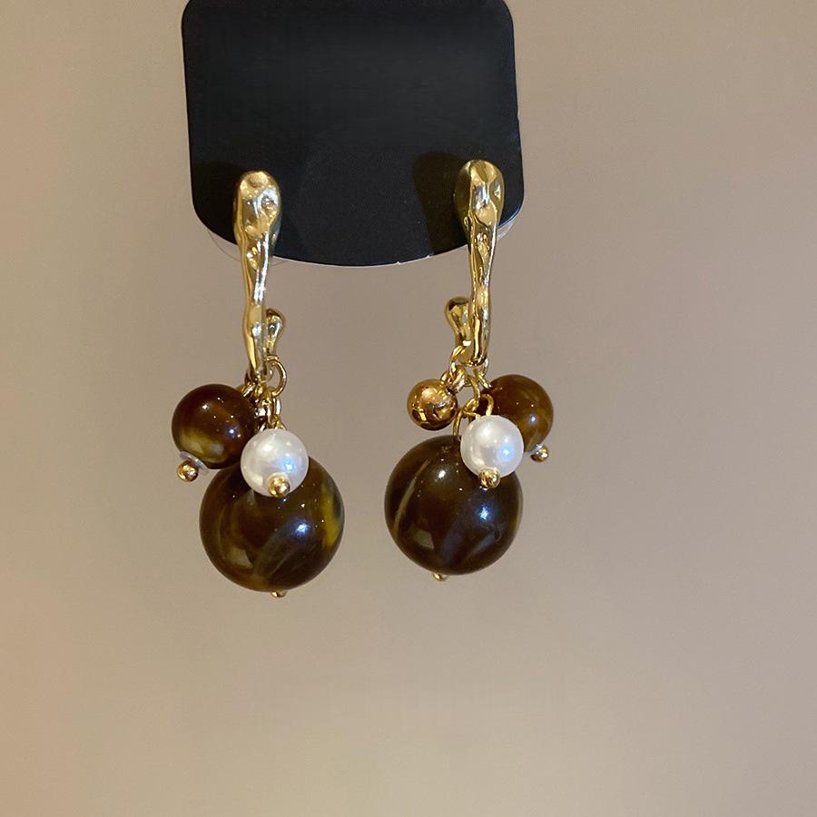 Exaggerated French Court Style Geometric Zircon Acrylic Earrings