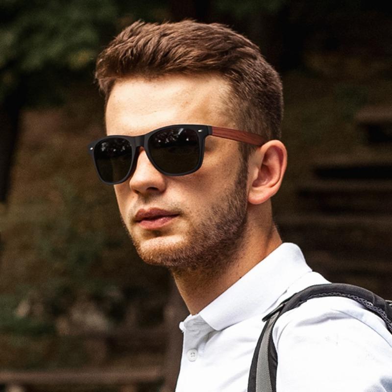 Ikke-polariserte Vintage Herre Imiter Bambus Solbriller Trebriller Mote Herre Firkantet Plastinnfatning Kjøring Antirefleks Briller Skygger