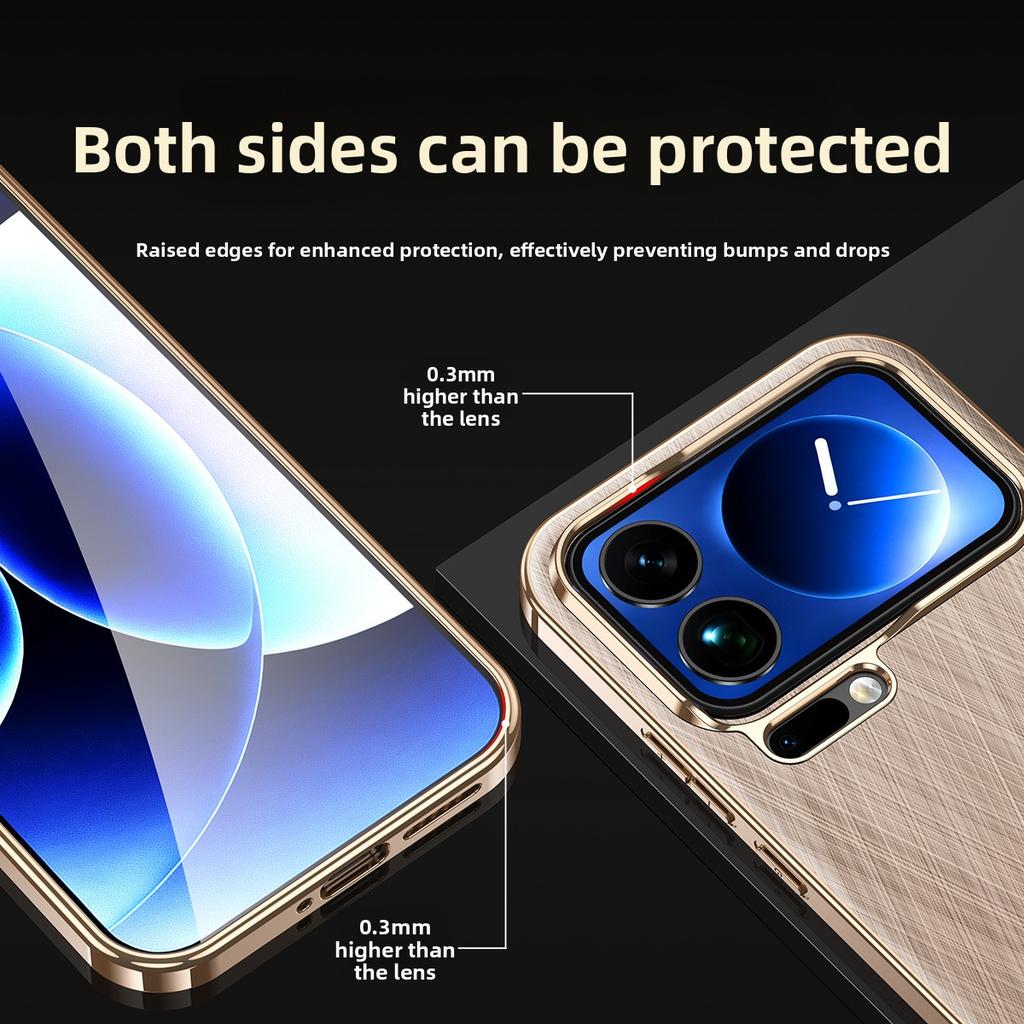 [Gold Silk Silver Brocade Texture] for Xiaomi 17 Pro Max Case Lens Large Hole Elevated Protection Case for Xiaomi17 Xiaomi17 Pro