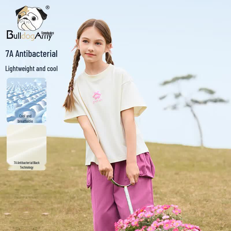 CHANZUIGOU Girl s Anti-bacterial Cooling Printed T-shirt 140