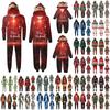 Parent Child Outfit - Christmas Print Family Matching Hooded Long Sleeved Zippered Jumpsuit Set