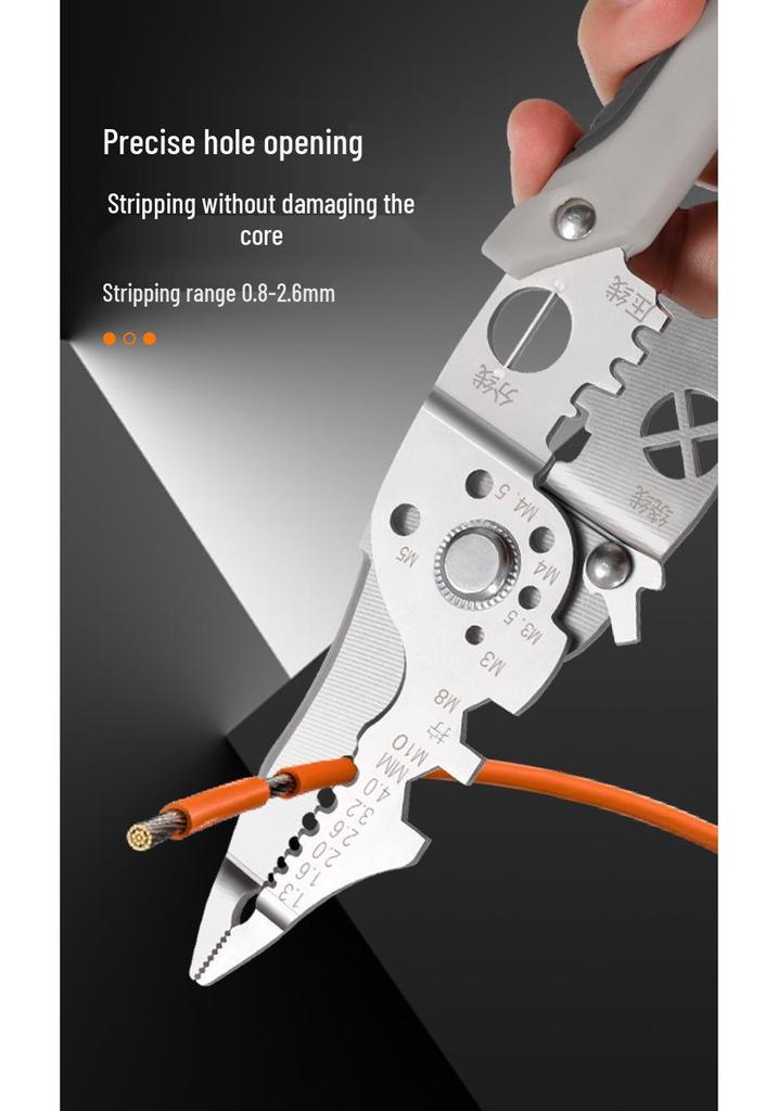 Hengzheng 7-Inch Industrial Grade Multifunctional Wire Stripper for Cutting, Peeling, Pulling, and Winding Multi-core Wires.