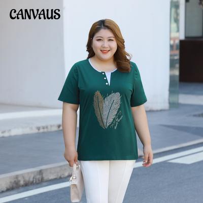 Plus Size Women's Summer Loose Western Style Round Neck Fake Two Short Sleeved T Shirts