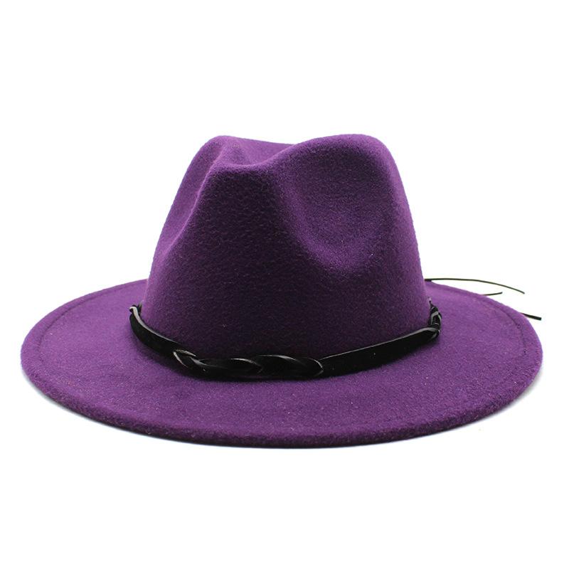 Seasonal Big Eaves Hat Flat Edge Top Hat Men'S And Women'S Woolen Jazz Hat Lmn172