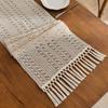 Scandinavian Style Linen Table Runner - Color Block Fringe Decor for Coffee Tables & TV Consoles
