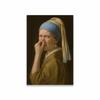 Lustiges Badezimmer Leinwandbild Mädchen mit Perlenohrring Nase zuhaltend Toilettenhumor Wandkunst Poster Vintage Dekoration