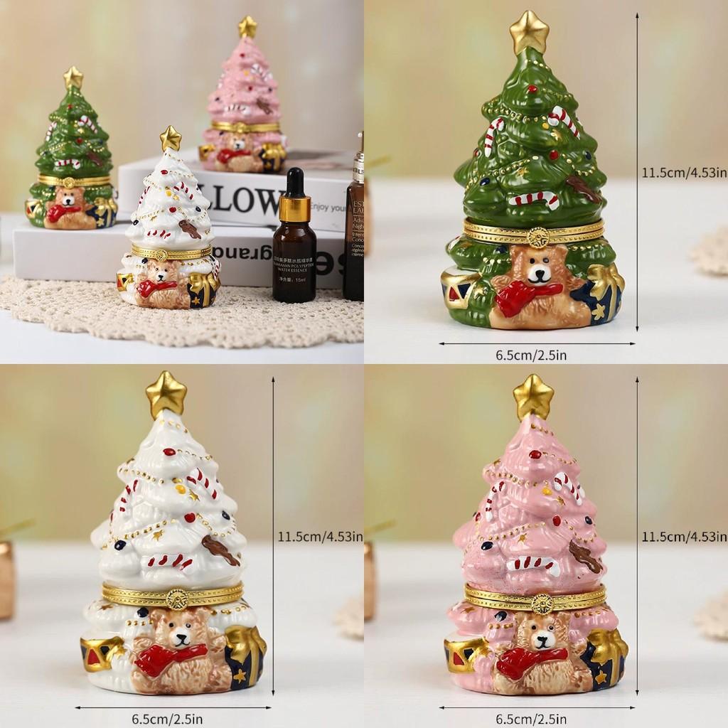 Bear Holiday Resin Christmas Tree Ornament With Creative Gift Jewelry Decor Box