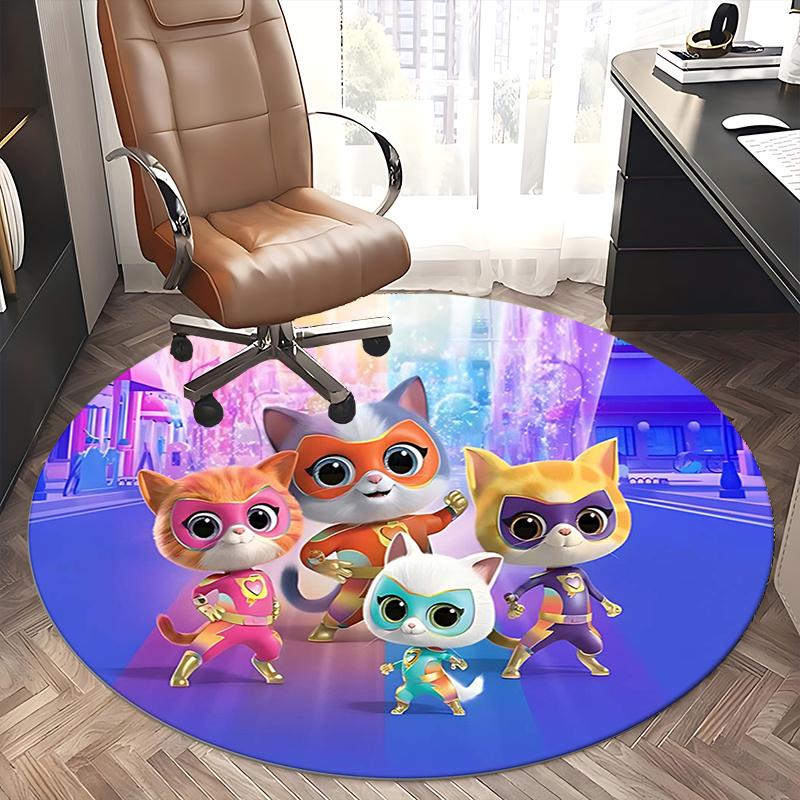 Superhero Cats,Colorful Cat Squad Chair mat Round Rug Office carpet, Machine Washable, Non slip, Suitable for Living Rooms, Bedrooms