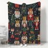 Vintage Nutcracker Flannel Blanket - Soft Polyester Throw for Sofa/Bed, Classic Christmas Decor, All-Season Digital Print Gift